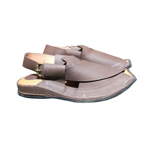 Peshawar zalmi chappal double lifty sole Coffee Color - Pure Leather Handmade