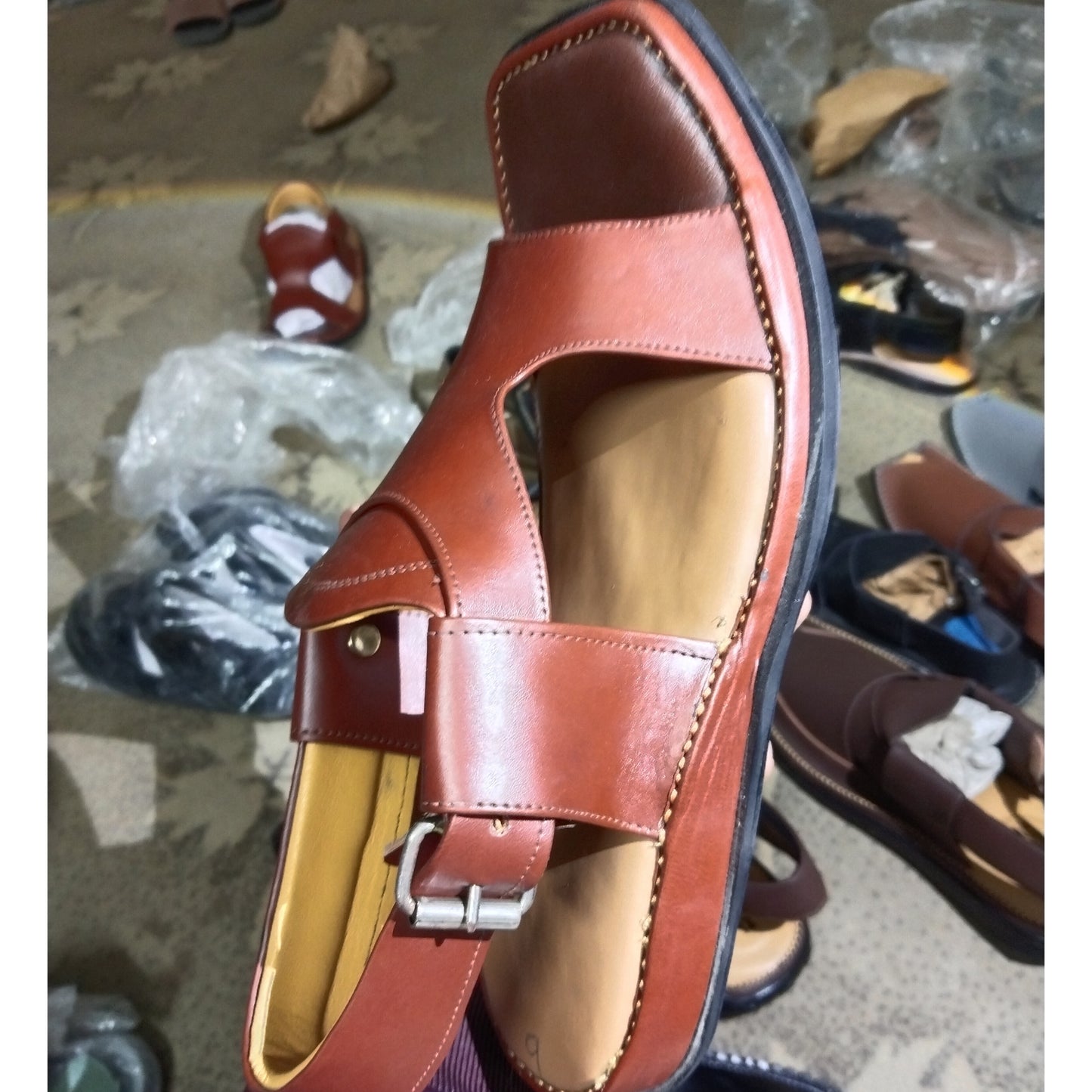 Panjedar Chappal Mustard - Pure Leather Handmade Peshawari chappal