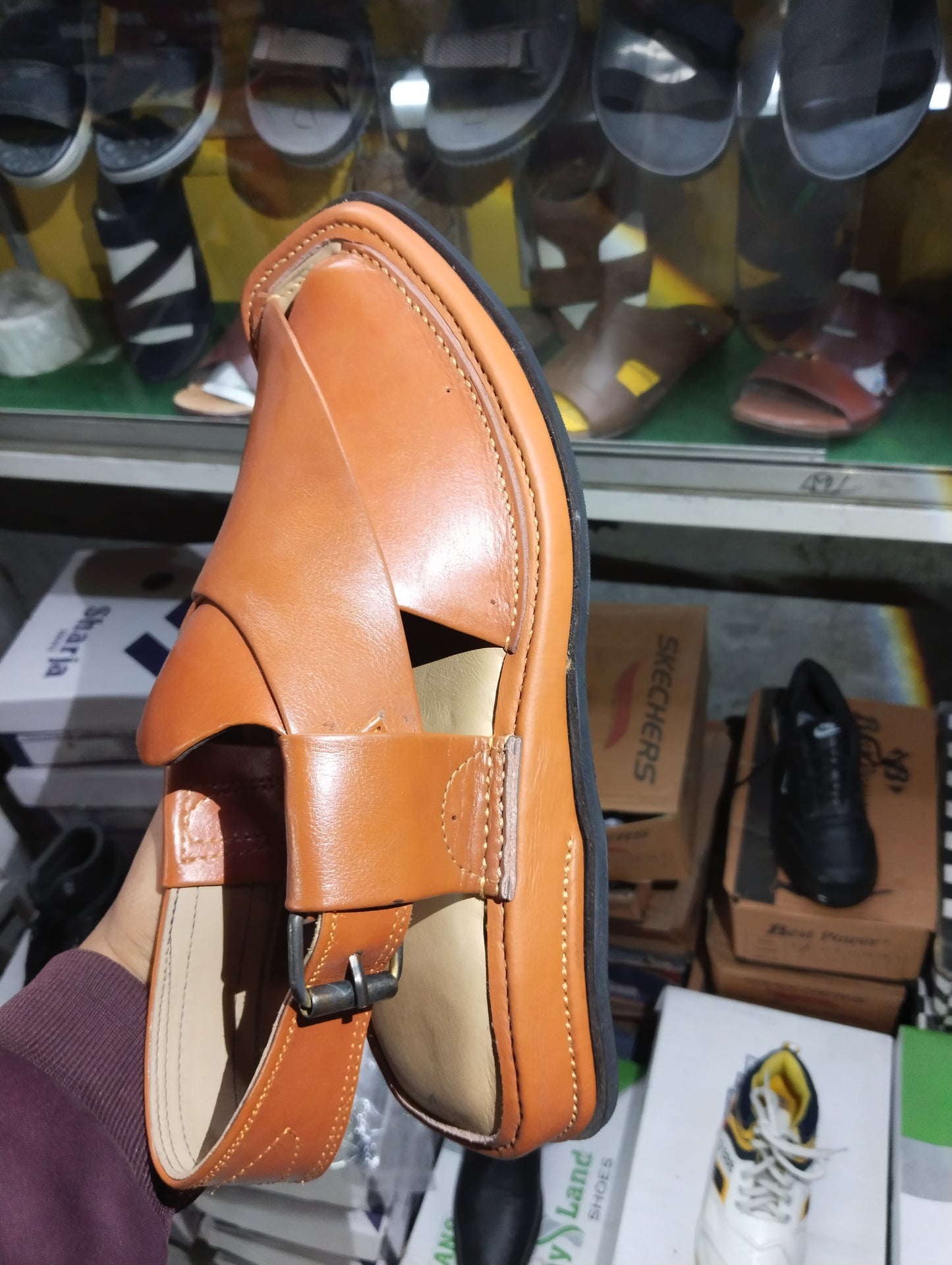 Peshawar zalmi double sole Orange - Pure Leather Handmade