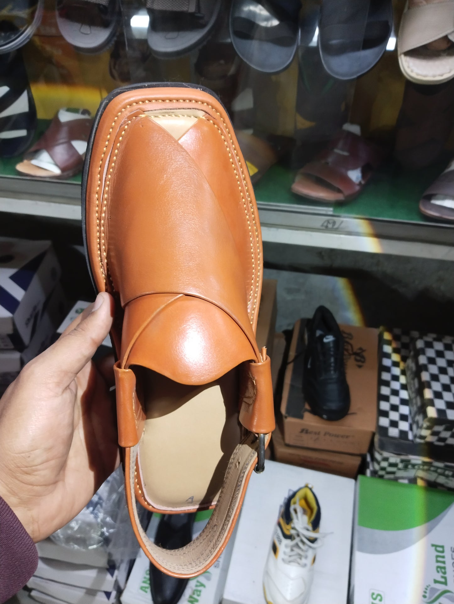 Peshawar zalmi double sole Orange - Pure Leather Handmade