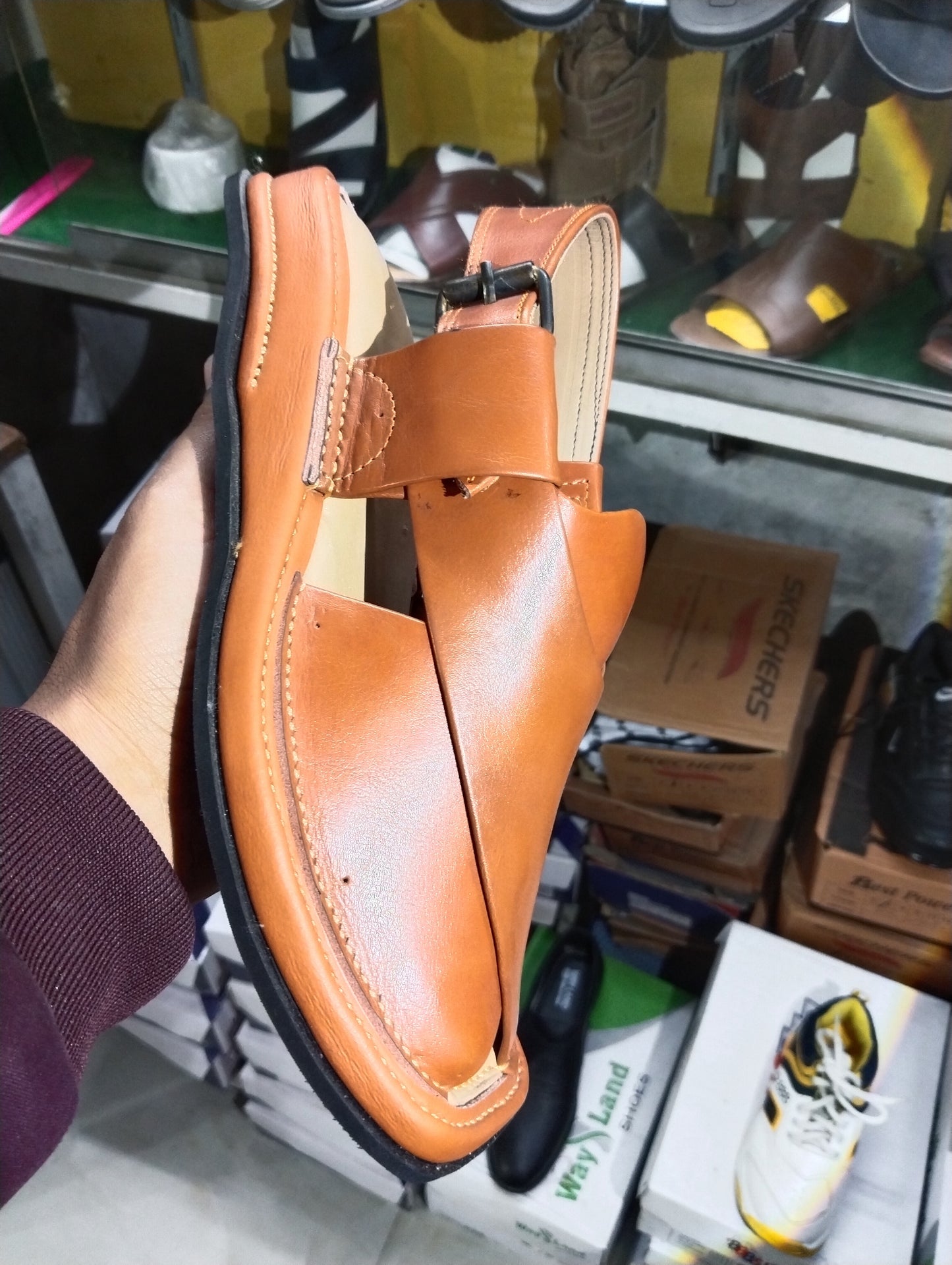 Peshawar zalmi double sole Orange - Pure Leather Handmade