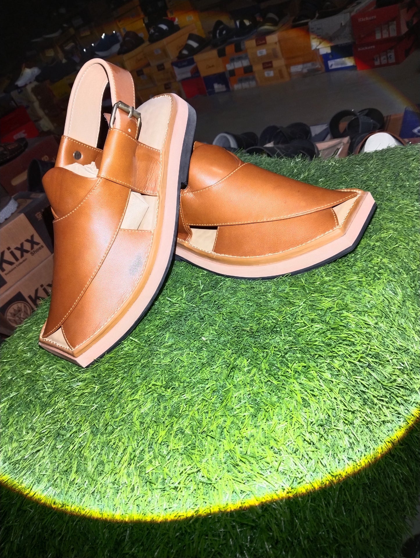 Kaptan Charsadah Chappal - Orange - Pure Leather HandMade