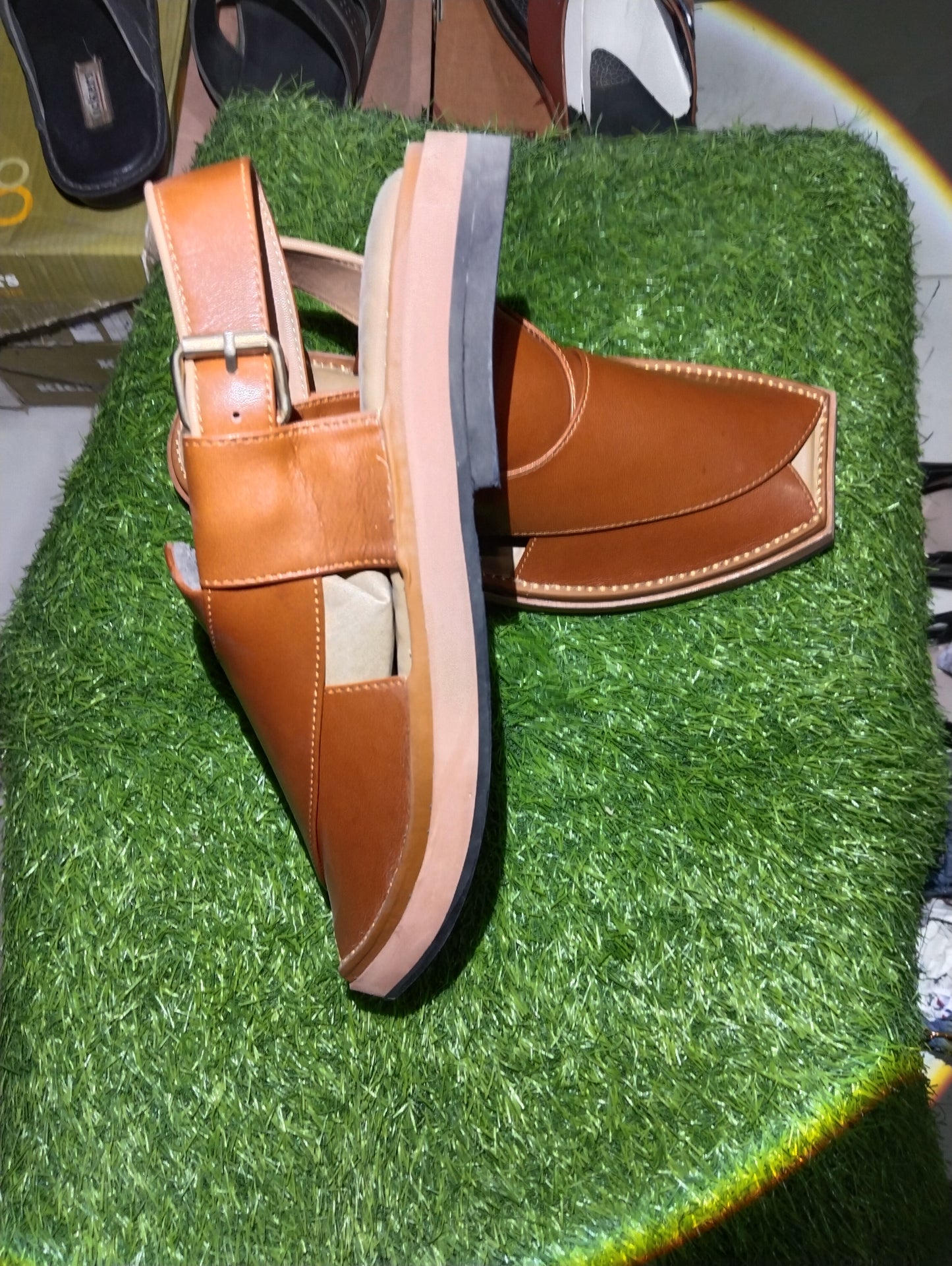 Kaptan Charsadah Chappal - Orange - Pure Leather HandMade