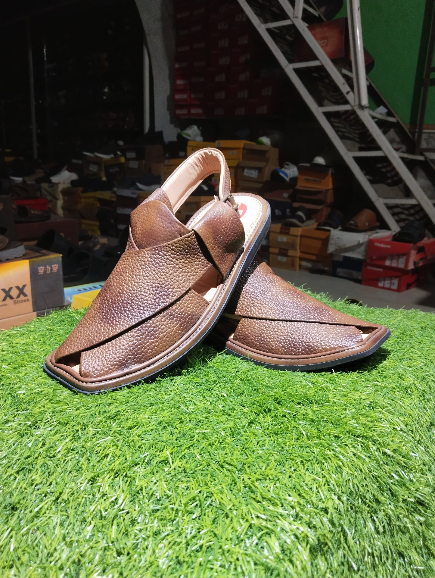 Double Shade Charsada chappal - Round Shape